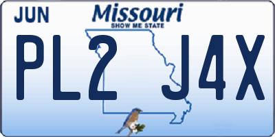 MO license plate PL2J4X