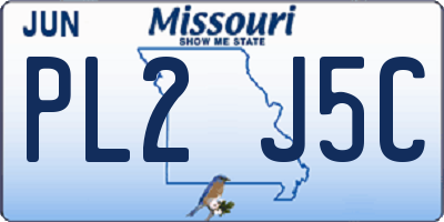 MO license plate PL2J5C