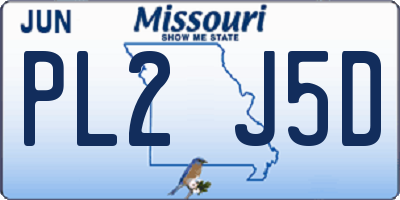 MO license plate PL2J5D