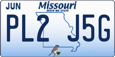MO license plate PL2J5G