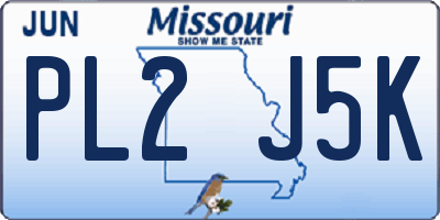 MO license plate PL2J5K