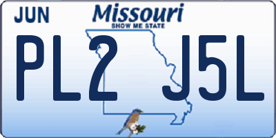 MO license plate PL2J5L