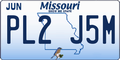 MO license plate PL2J5M