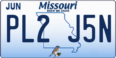 MO license plate PL2J5N