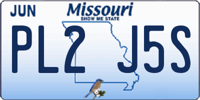 MO license plate PL2J5S