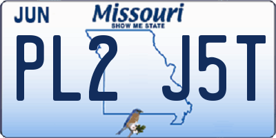 MO license plate PL2J5T