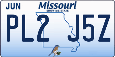 MO license plate PL2J5Z