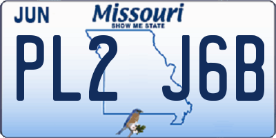 MO license plate PL2J6B