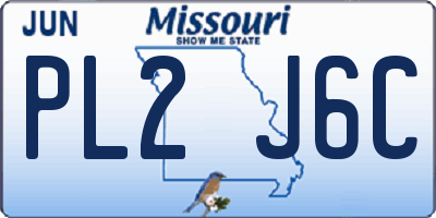MO license plate PL2J6C