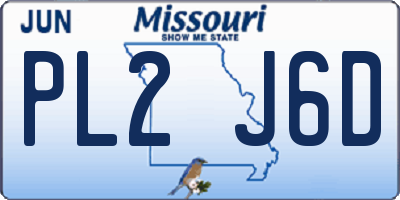 MO license plate PL2J6D