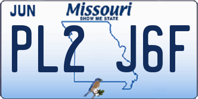 MO license plate PL2J6F