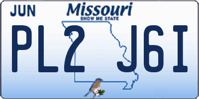 MO license plate PL2J6I