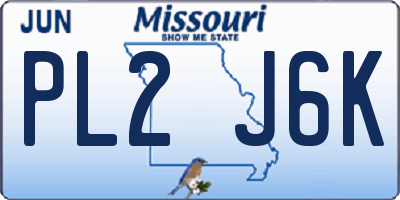 MO license plate PL2J6K