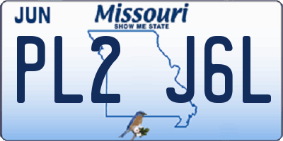 MO license plate PL2J6L
