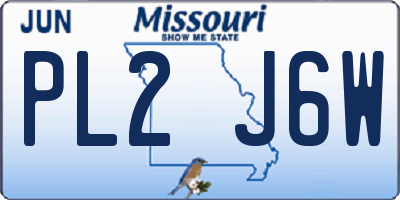 MO license plate PL2J6W