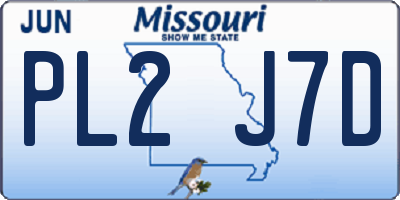 MO license plate PL2J7D
