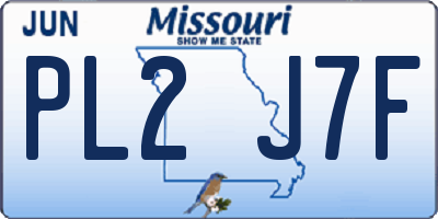 MO license plate PL2J7F