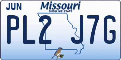 MO license plate PL2J7G