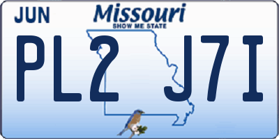 MO license plate PL2J7I