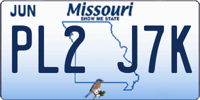 MO license plate PL2J7K