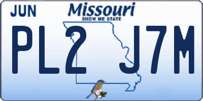 MO license plate PL2J7M