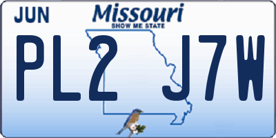 MO license plate PL2J7W