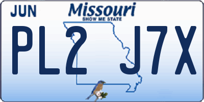 MO license plate PL2J7X