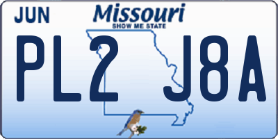 MO license plate PL2J8A