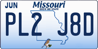 MO license plate PL2J8D