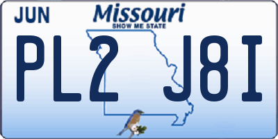 MO license plate PL2J8I