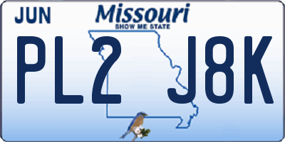 MO license plate PL2J8K