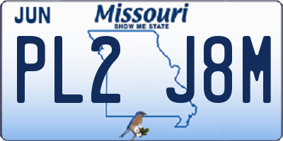MO license plate PL2J8M