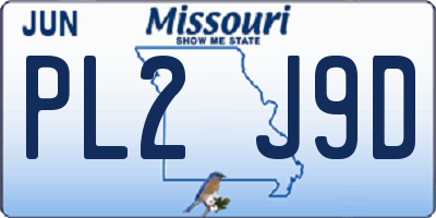MO license plate PL2J9D