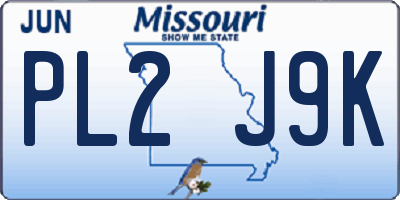 MO license plate PL2J9K