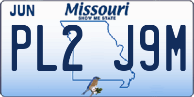 MO license plate PL2J9M