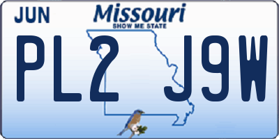 MO license plate PL2J9W