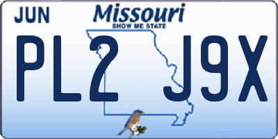 MO license plate PL2J9X