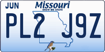 MO license plate PL2J9Z