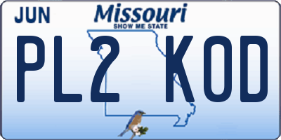 MO license plate PL2K0D