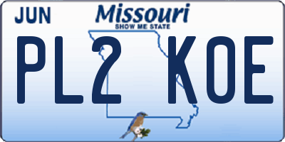 MO license plate PL2K0E