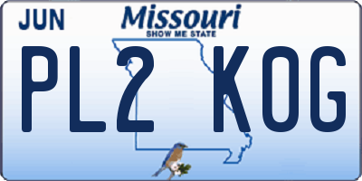 MO license plate PL2K0G