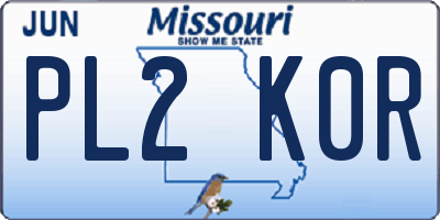 MO license plate PL2K0R