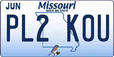 MO license plate PL2K0U
