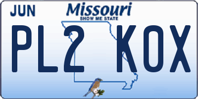 MO license plate PL2K0X