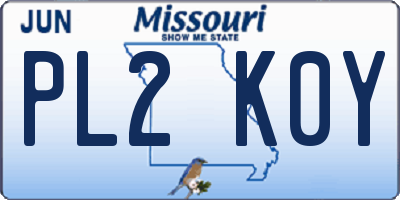 MO license plate PL2K0Y