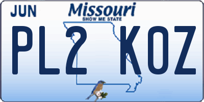 MO license plate PL2K0Z