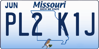 MO license plate PL2K1J