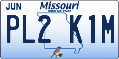 MO license plate PL2K1M