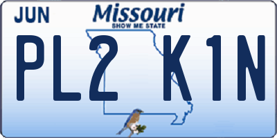 MO license plate PL2K1N