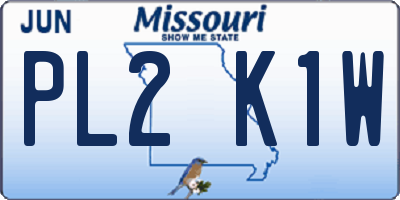 MO license plate PL2K1W